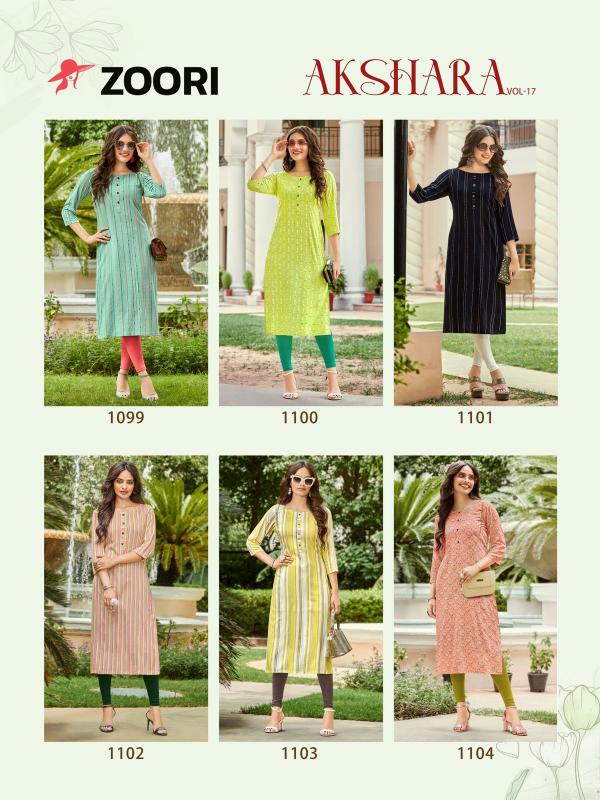 Zoori Akshara 17 Rayon Printed Casual Wear Kurtis Edition